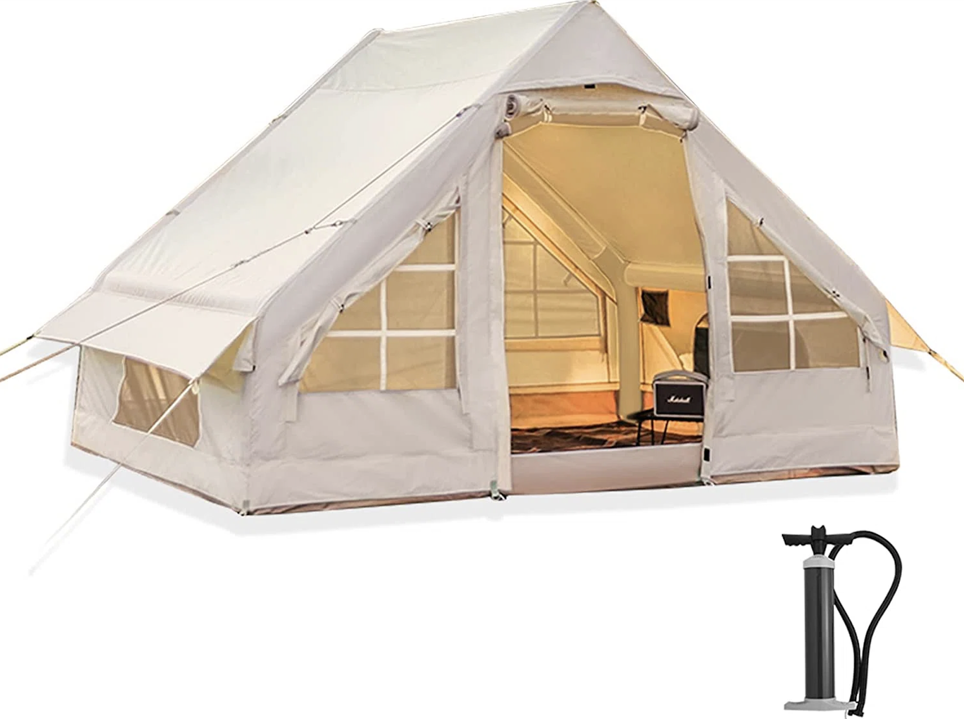 cg international 4 person glaming tent with ventilation windows, best large tent for families