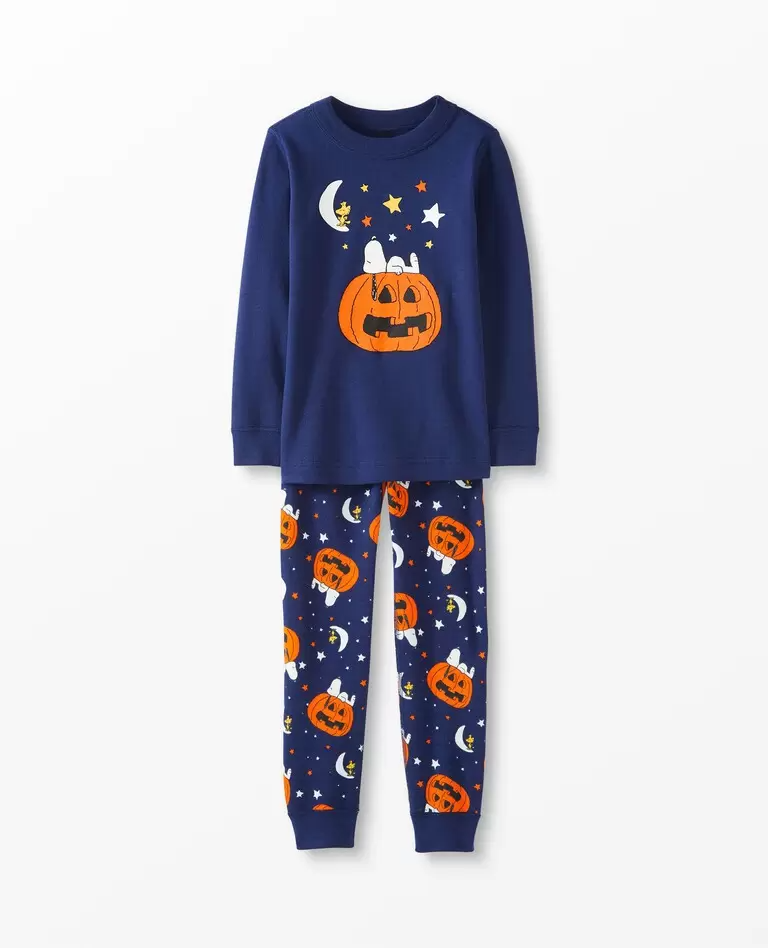 Hanna Andersson Peanuts Long John Pajama Set, best toddler Halloween pajamas 